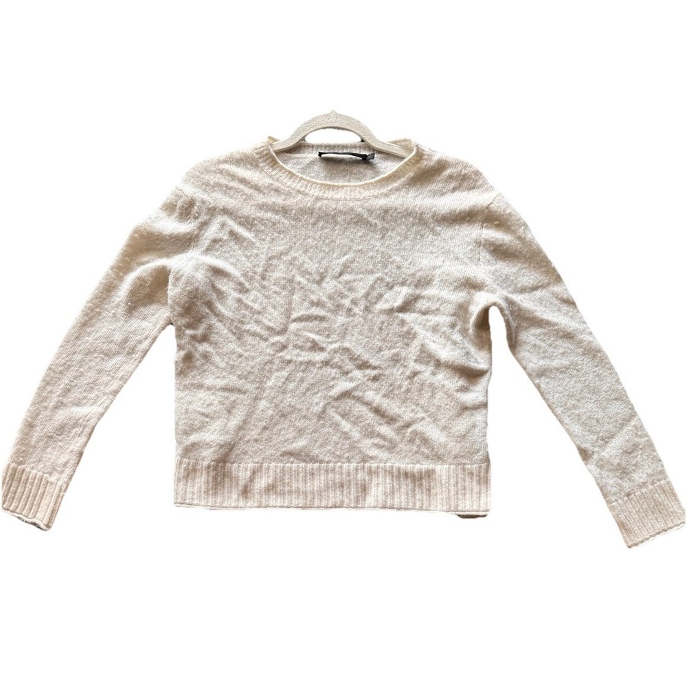 Jenni Kayne Sweater Ivory white Small Everyday Wool Cashmere Blend Knit Pullover
